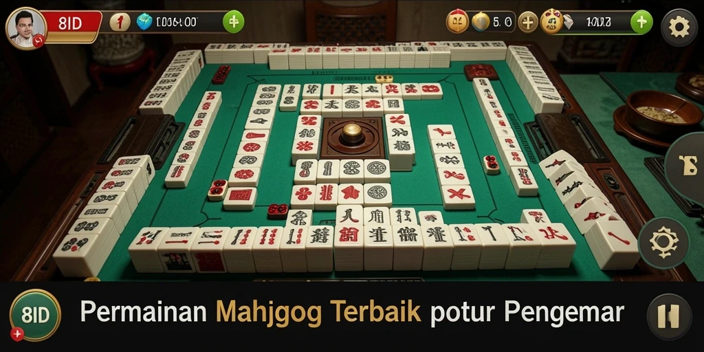 Tampilan screenshot menunjukkan gameplay Mahjong yang seru dan menarik.