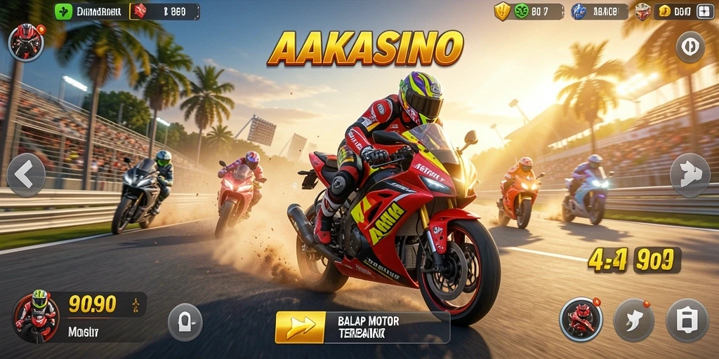 Screenshot utama AAKASINO menunjukkan momen balapan kencang di trek yang menantang.