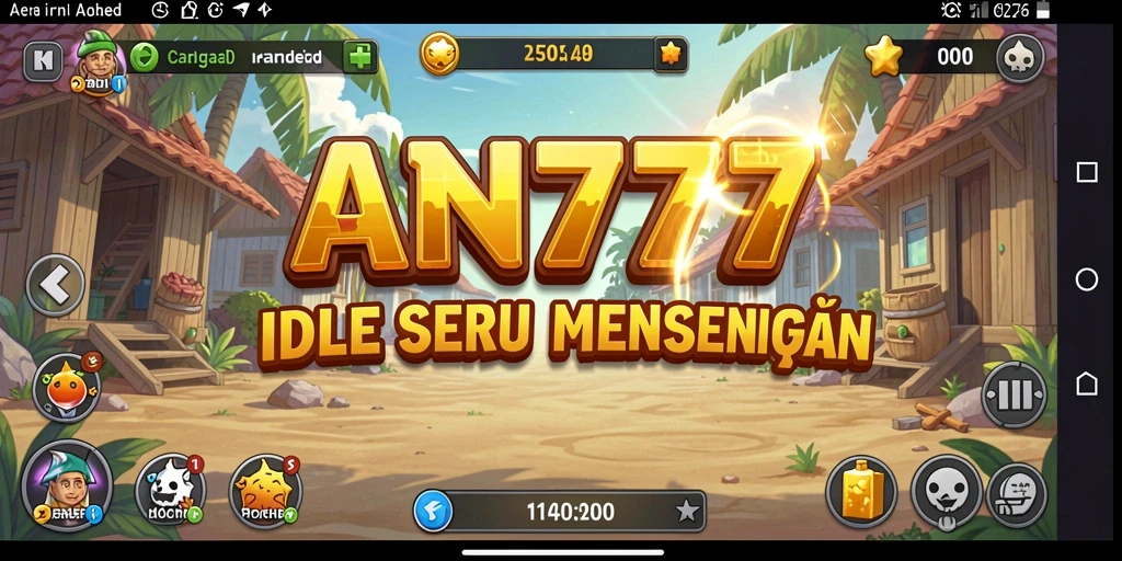 Tangkapan layar AN777 menampilkan karakter dalam pertempuran Idle yang seru.