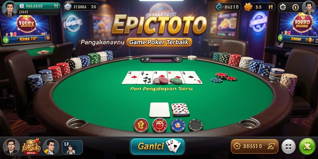Screenshot gameplay EPICTOTO menunjukkan aksi Poker yang mendebarkan.
