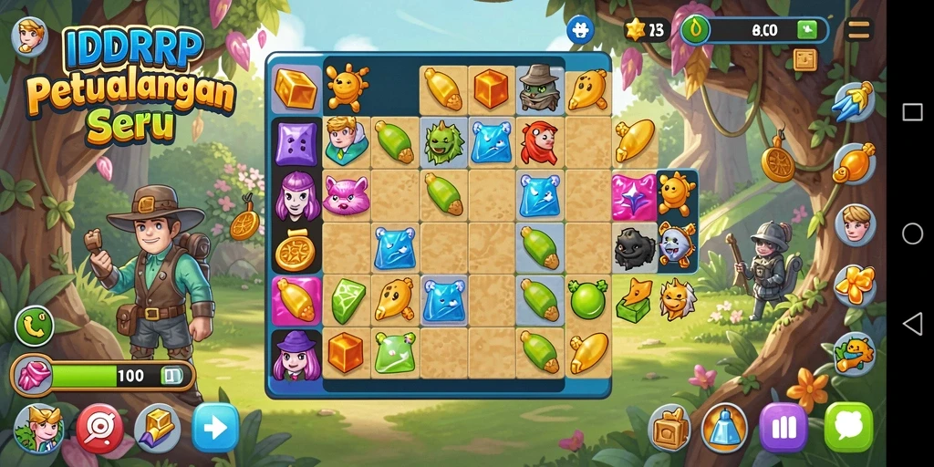 Screenshot gameplay <strong>IDRRP</strong> menunjukkan kombinasi permata yang menawan.