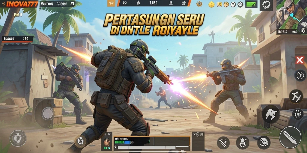 Tampilan gameplay INOVA77 yang mendebarkan di arena Battle Royale.