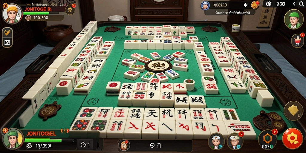 Tampilan gameplay seru di JONITOGEL yang menantang keterampilan Mahjong Anda.