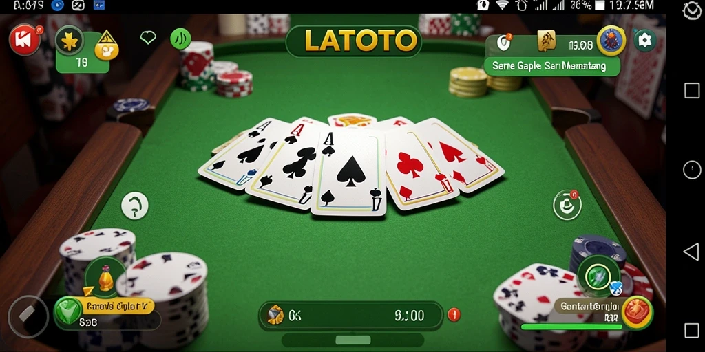 Tampilan gameplay LATOTO yang seru dan interaktif dalam bermain Gaple.