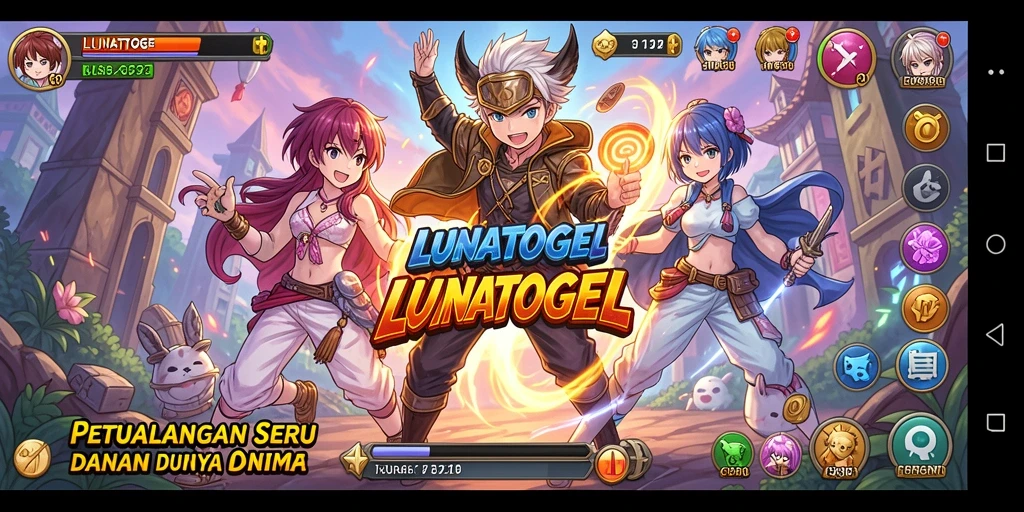 Screenshot gameplay LUNATOGEL dengan karakter anime yang menarik.