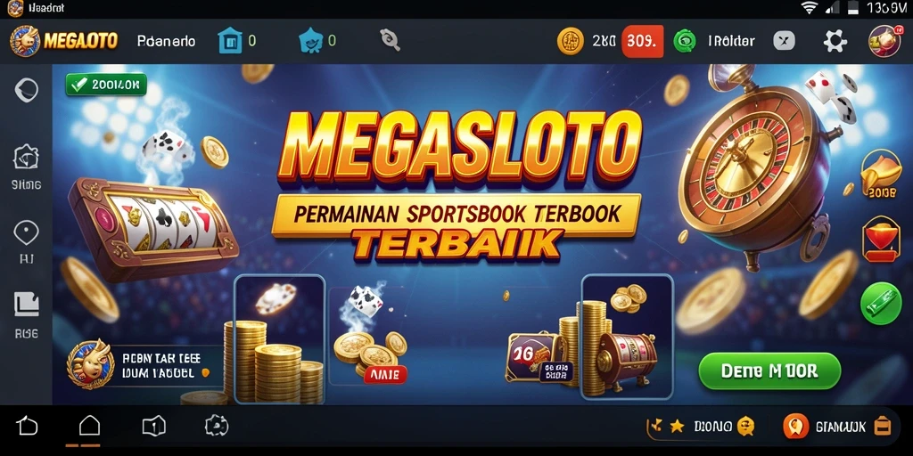 Screenshot gameplay <strong>MEGASLOTO</strong> yang menampilkan berbagai pilihan taruhan olahraga.