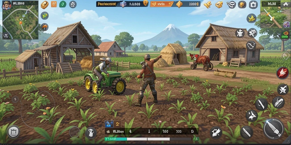 Screenshot gameplay MLBB8 menampilkan suasana pertanian yang ceria.