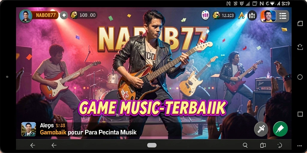 Tampilan gameplay seru di NABOB77 dengan berbagai lagu dan tantangan.