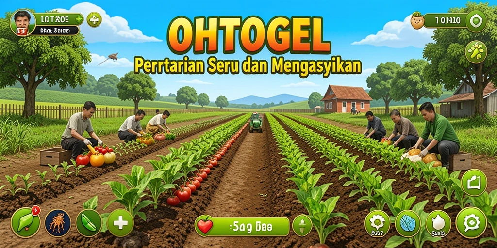 Screenshot gameplay <strong>OHTOGEL</strong> menampilkan petani yang merawat tanaman di kebun.