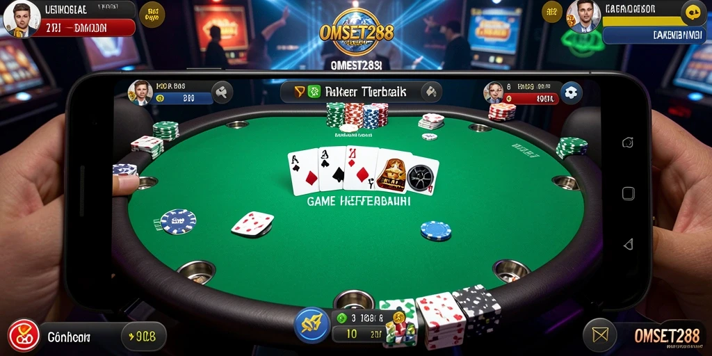 Screenshot gameplay OMSET288 menampilkan momen menegangkan di meja Poker.