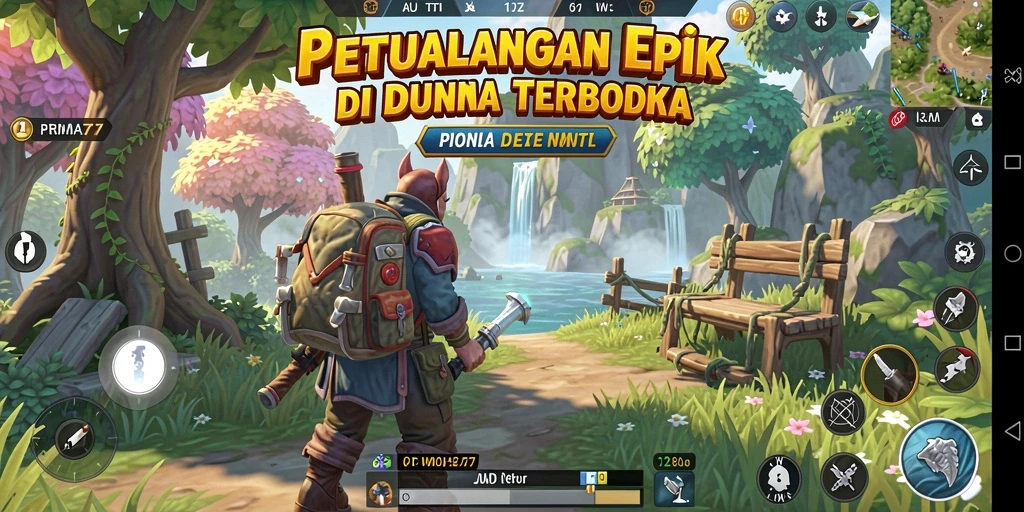 Tangkapan layar gameplay menampilkan eksplorasi dunia terbuka di PRIMA77.