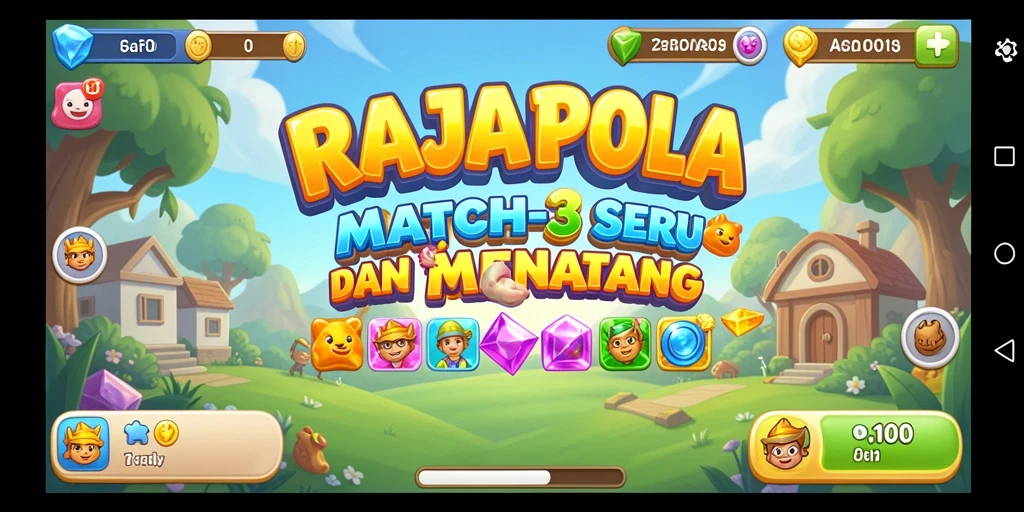 Gameplay seru RAJAPOLA saat mencocokkan item Match-3.