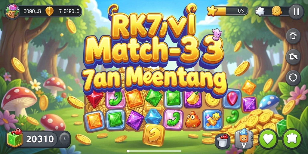 Tampilan gameplay menegangkan dari RK77 dengan elemen Match-3 yang seru.
