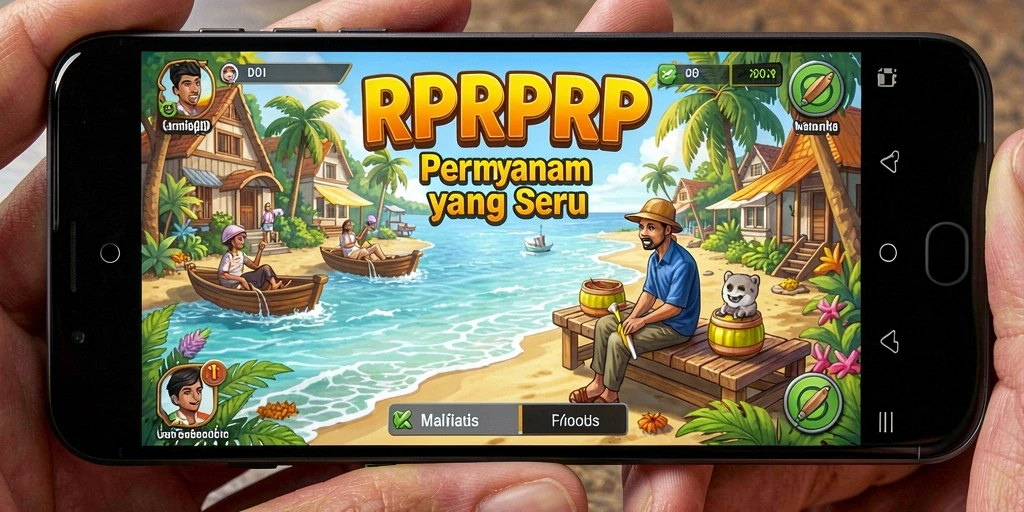 Screenshot gameplay RPRPRP menunjukkan karakter lucu dan level yang penuh warna.