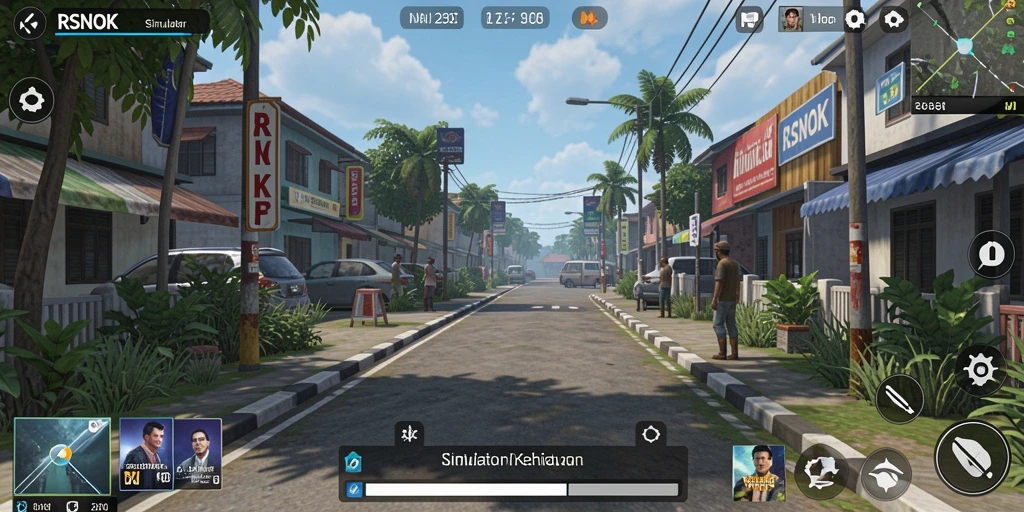 Tampilan gameplay menarik dari RSNOK, menunjukkan kehidupan virtual yang dinamis.