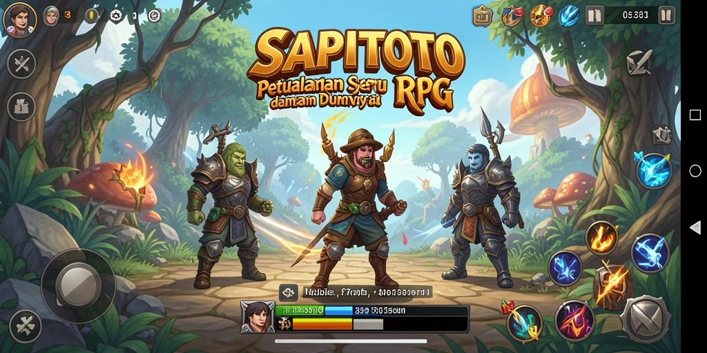 Screenshot gameplay RPG SAPITOTO menampilkan petualangan epik yang mendebarkan.